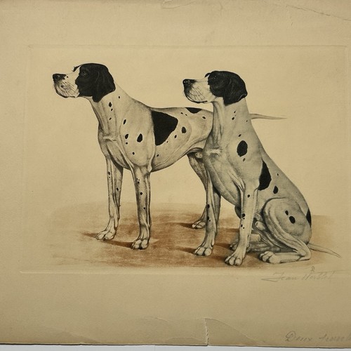 Stampa antica cani caccia - antica, da